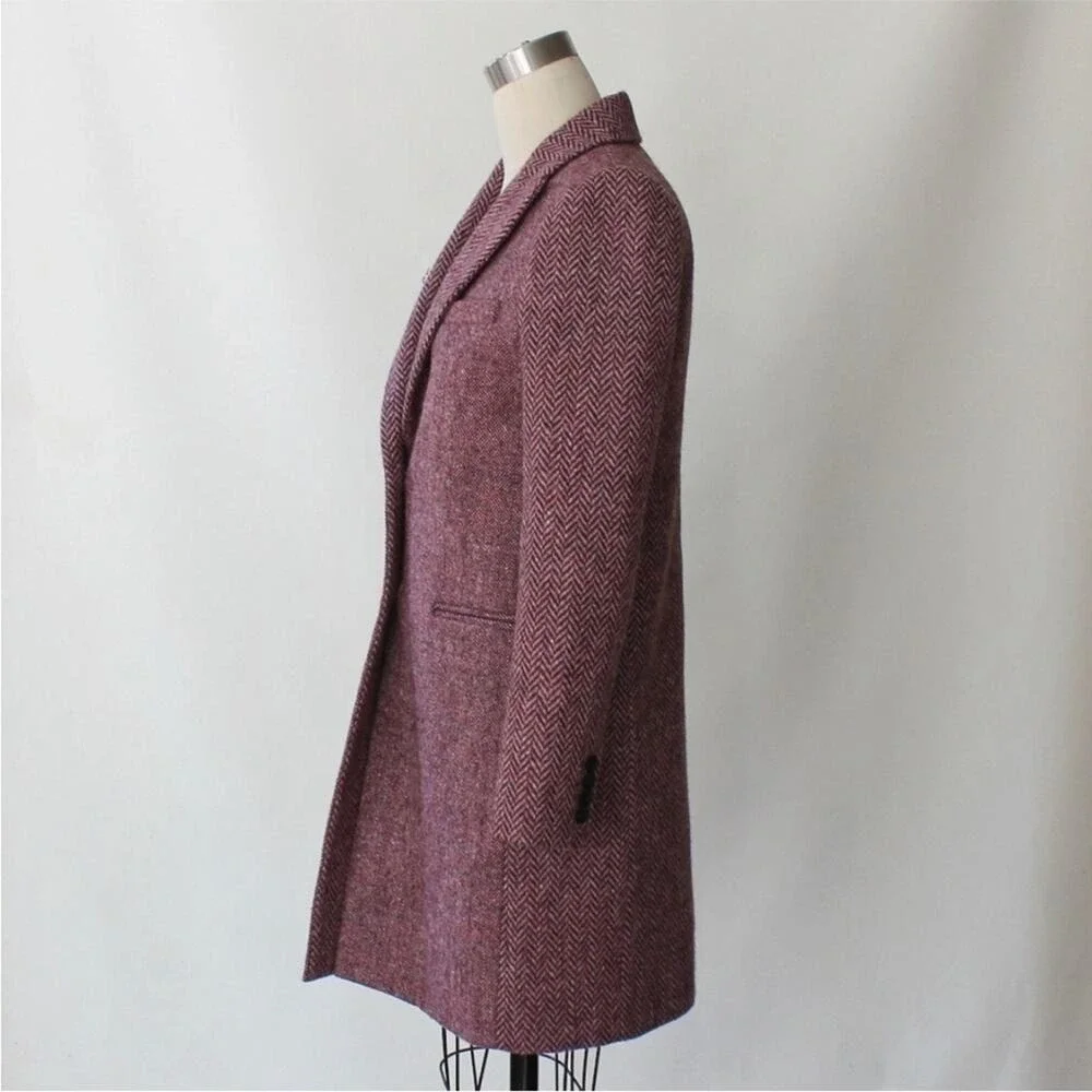 J.Crew Collection Irish Tweed Herringbone Wool Coat John Hanly Size 6